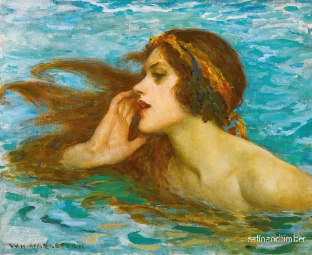 Reproduktion av målningen En liten sjöjungfru - William Henry Margetson - Bild 2