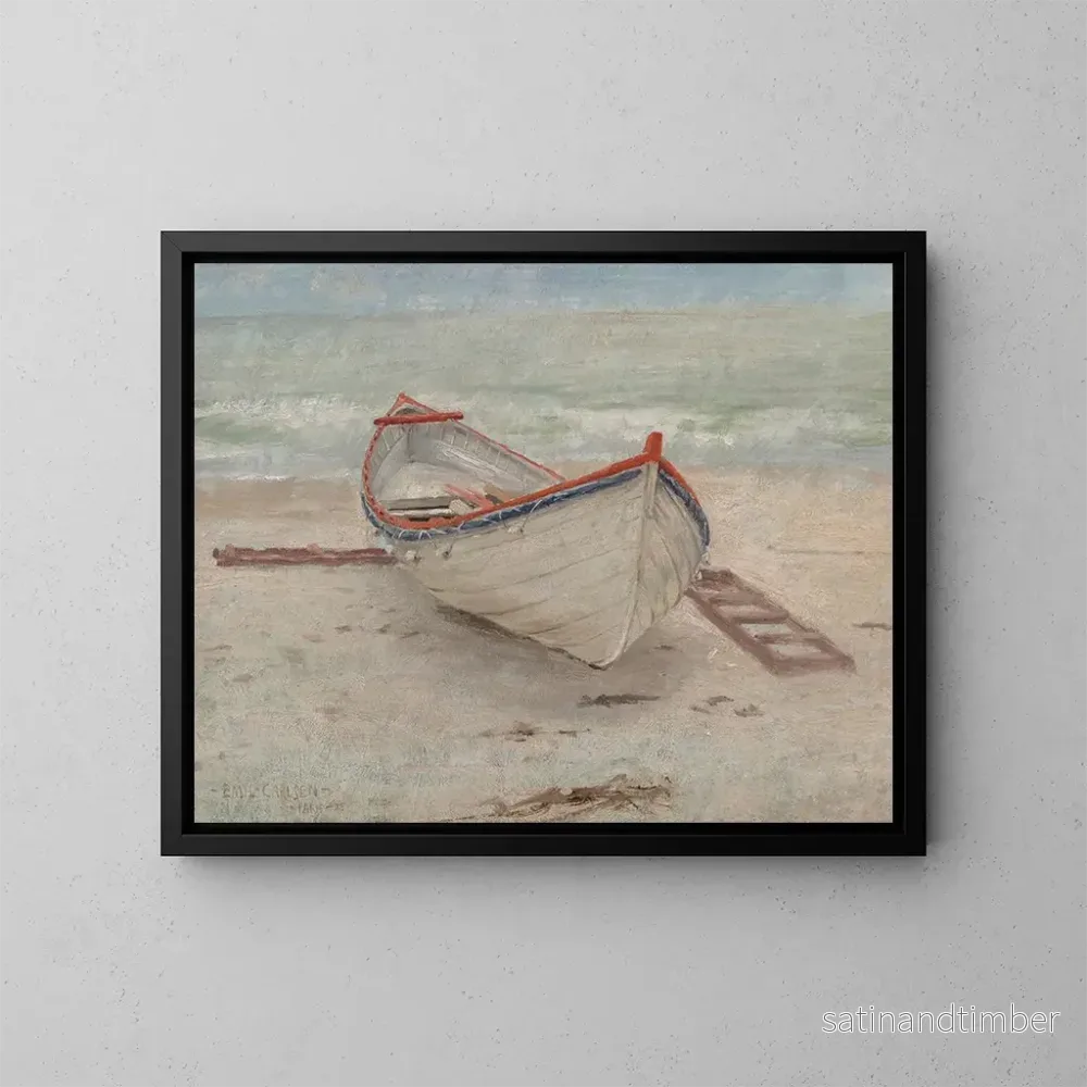 Reproduktion av målningen Bått av fiskare på stranden - Emil Carlsen