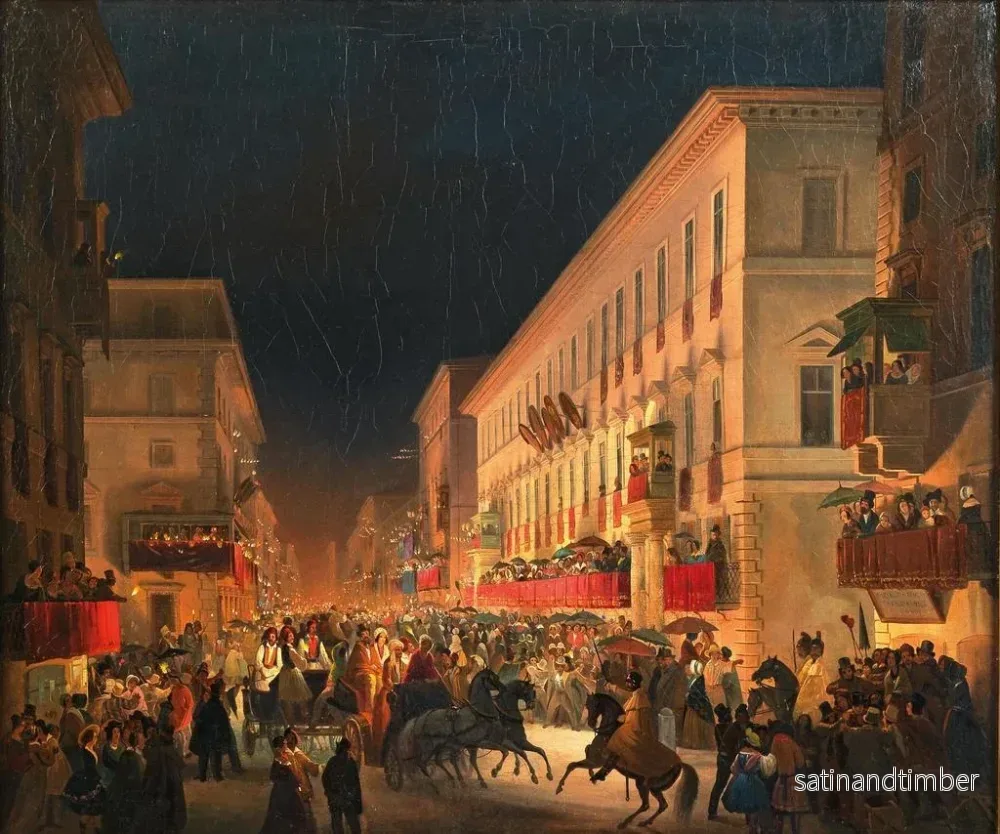 Reproduktion av målningen Carnaval i Rom, Moccoletti-festen - Ippolito Caffi - Bild 2