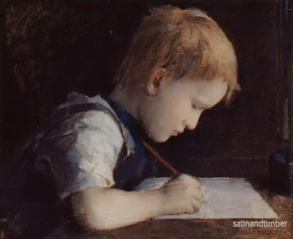 Reproduktion av målningen Le petit écrivain - Jean-Jacques Henner - Bild 2