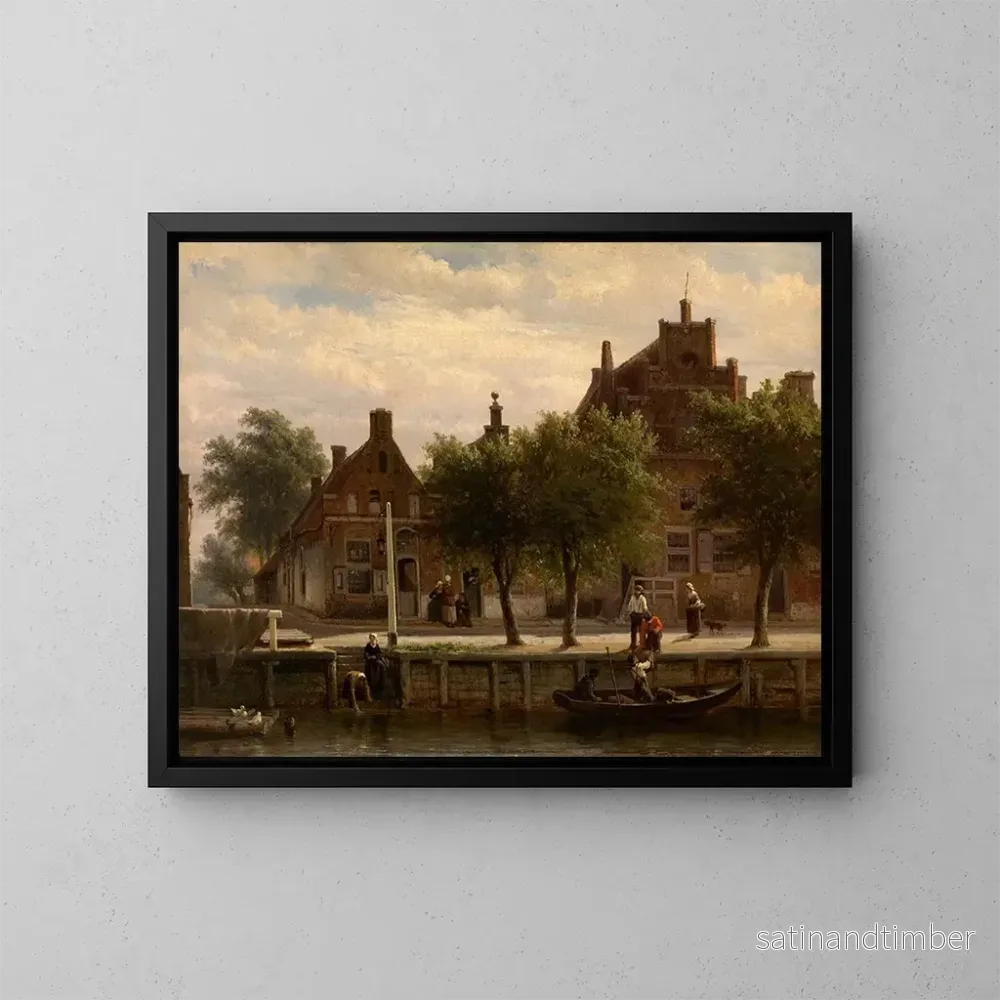 Reproduktion av målningen Vue du port de Hasselt, Overijssel – Cornelis Springer Reproduktion av målningen Vue du port de Hasselt, Overijssel – Cornelis Springer