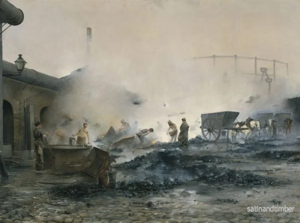 Reproduktion av målningen av Courcelles gasverk - Ernest Jean Delahaye - Bild 2