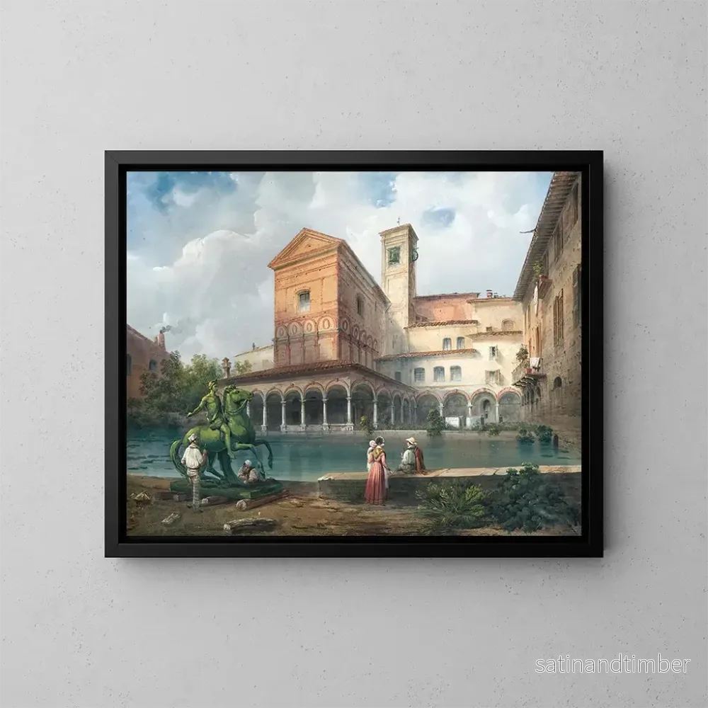 Reproduktion av målningen av Santa Maria alla Fontana-kyrkan i Milano - Carlo Bossoli
