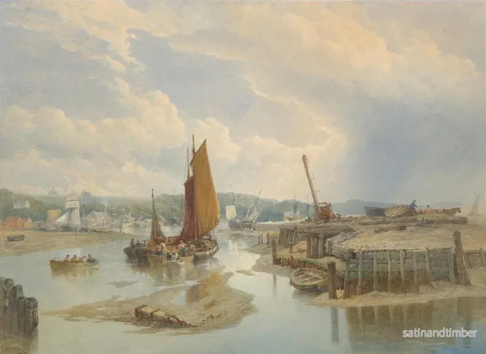 Reproduktion av målningen En stad vid en flodmynning vid ebb - Edward Duncan - Bild 2