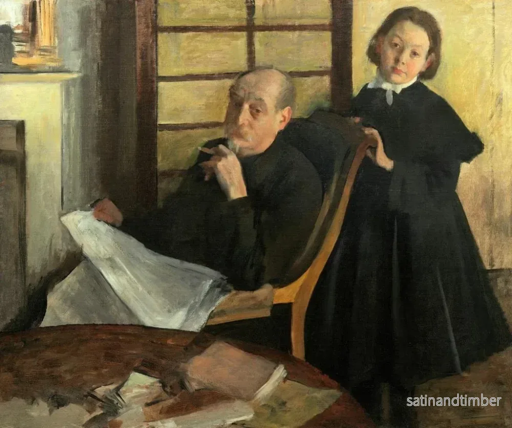 Reproduktion av målningen av Henri Degas och hans systerdotter Lucie Degas, konstnärens farbror och kusin - Edgar Degas - Bild 2