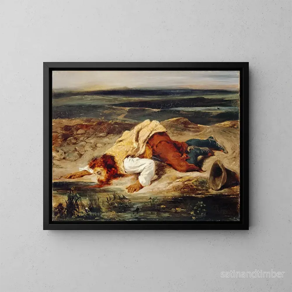 Reproduktion av målningen Bandit blessé, berger romain – Eugène Delacroix