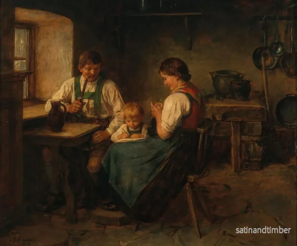 Reproduktion av målningen av arbetsdagens slut - Franz von Defregger - Bild 2
