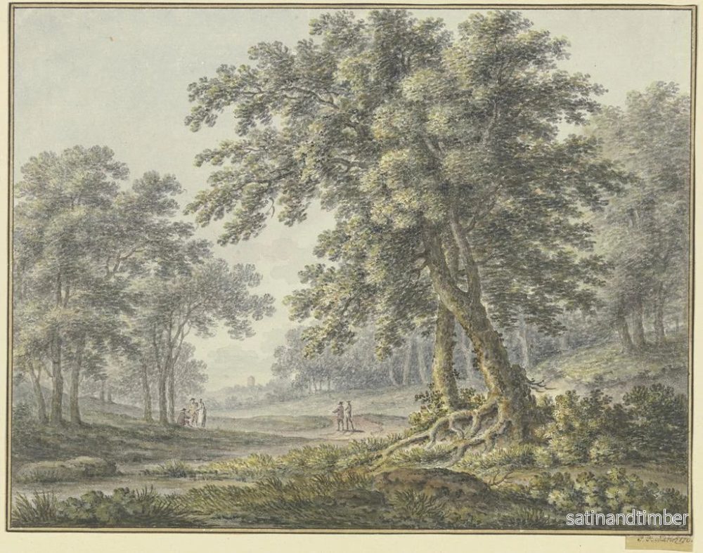 Reproduktion av målningen av skogsscen med två grupper av figurer - Johann Heinrich Müntz - Bild 2