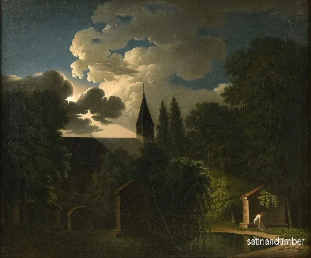 Reproduktion av målningen Le tombeau de Werther. Effet de nuit - Jean-Baptiste Deperthes - Bild 2