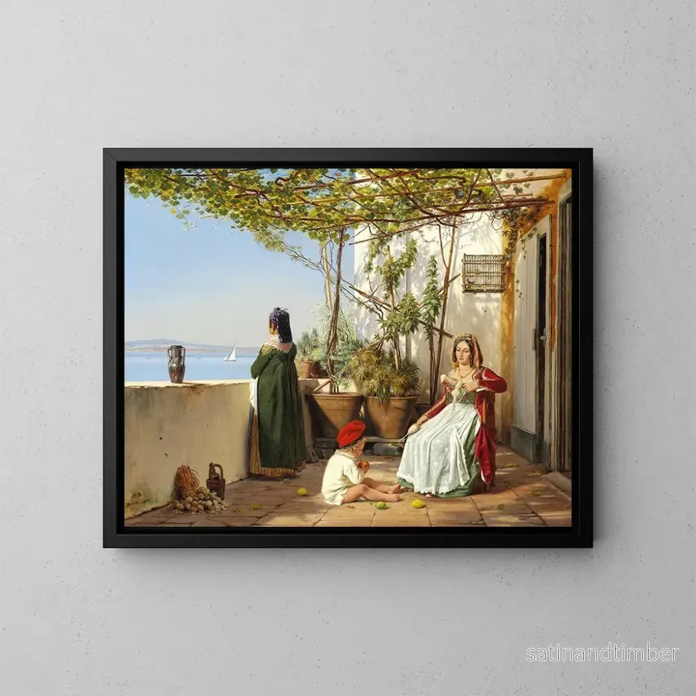 Reproduktion av målningen Loggia de Procida med figurer - Martinus Rørbye
