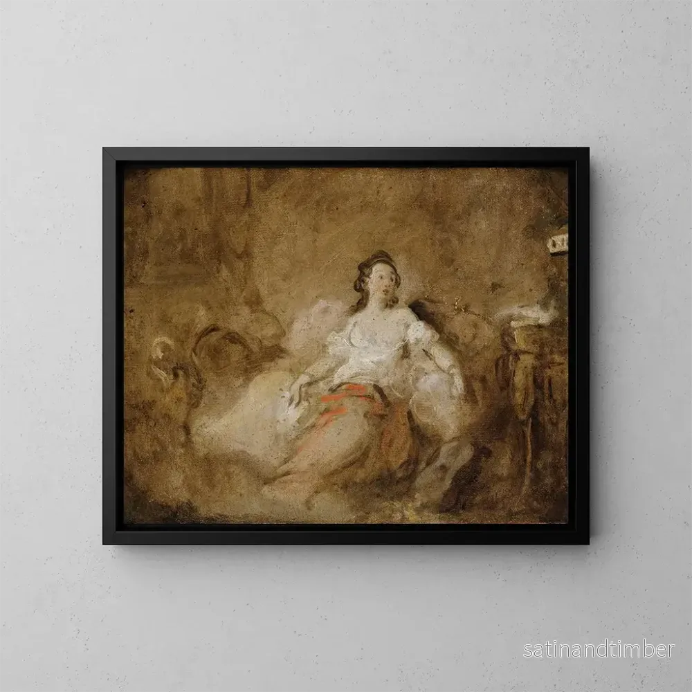 Reproduktion av målningen ung kvinna i negligé inomhus - Jean-Honoré Fragonard