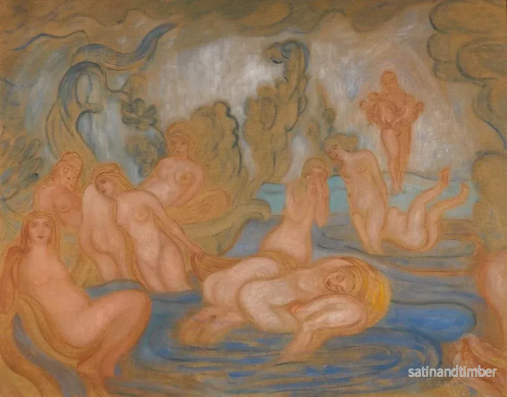 Reproduktion av målningen Les Baigneuses, kurviga och vågiga linjer - James Ensor - Bild 2