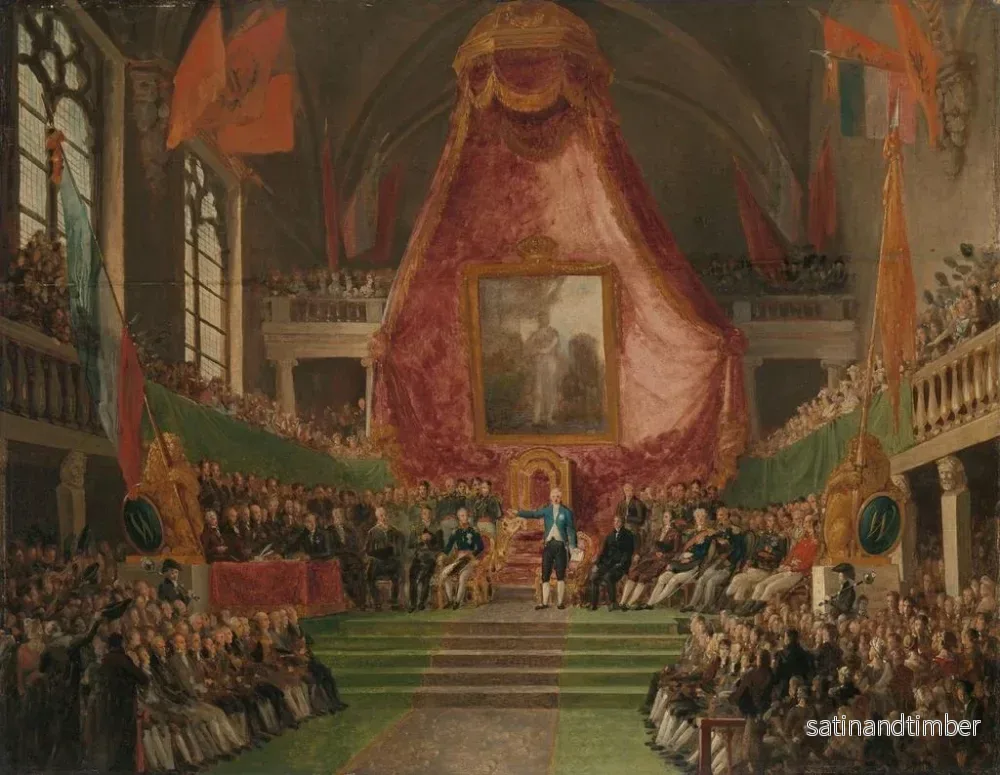 Reproduktion av målningen L invigningsceremonin av Ghents universitet av Prinsen av Orange i tronrummet på rådhuset den 9 oktober 1817 - Mattheus Ignatius van Bree - Bild 2
