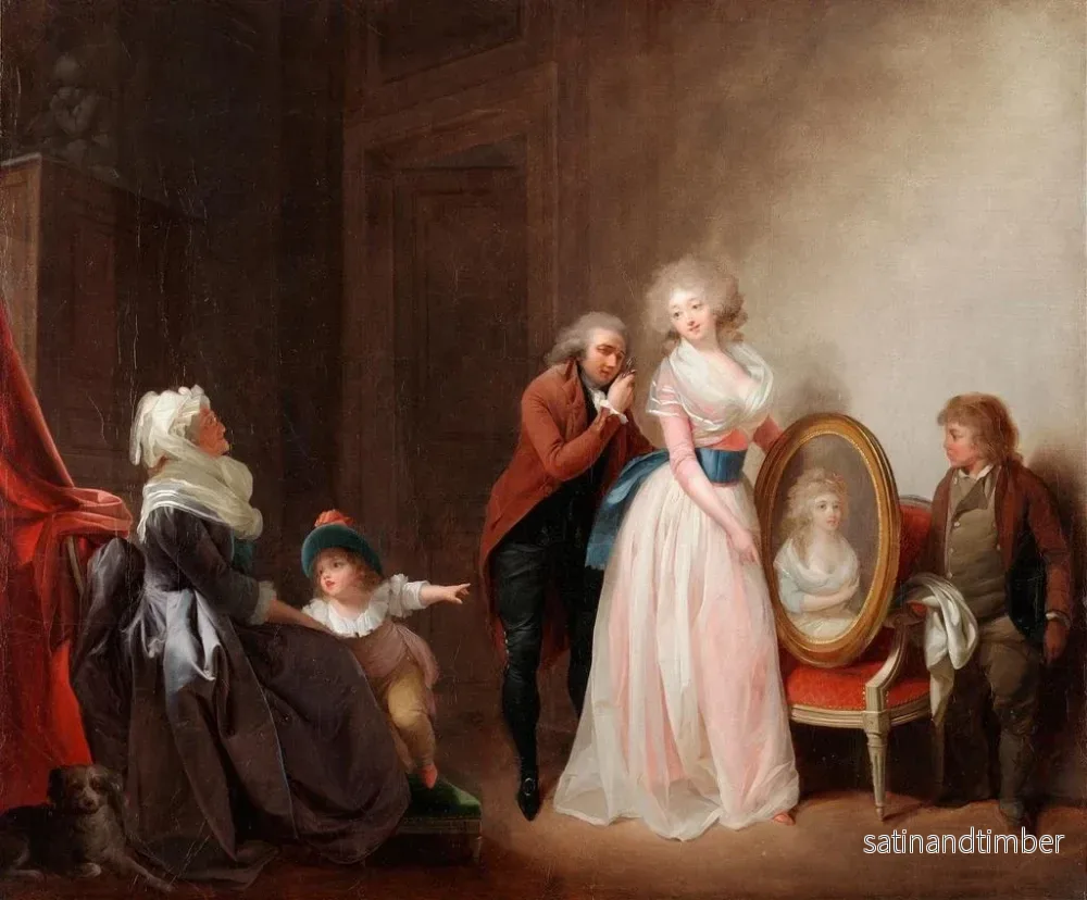 Reproduktion av målningen av kvinna som visar sitt porträtt - Louis Léopold Boilly - Bild 2