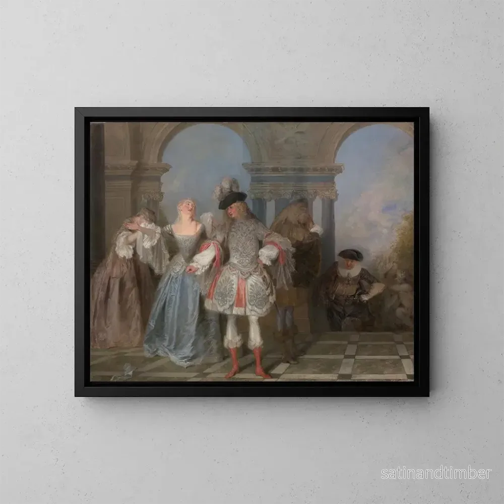 Reproduktion av målningen Les Comédiens français - Jean-Antoine Watteau
