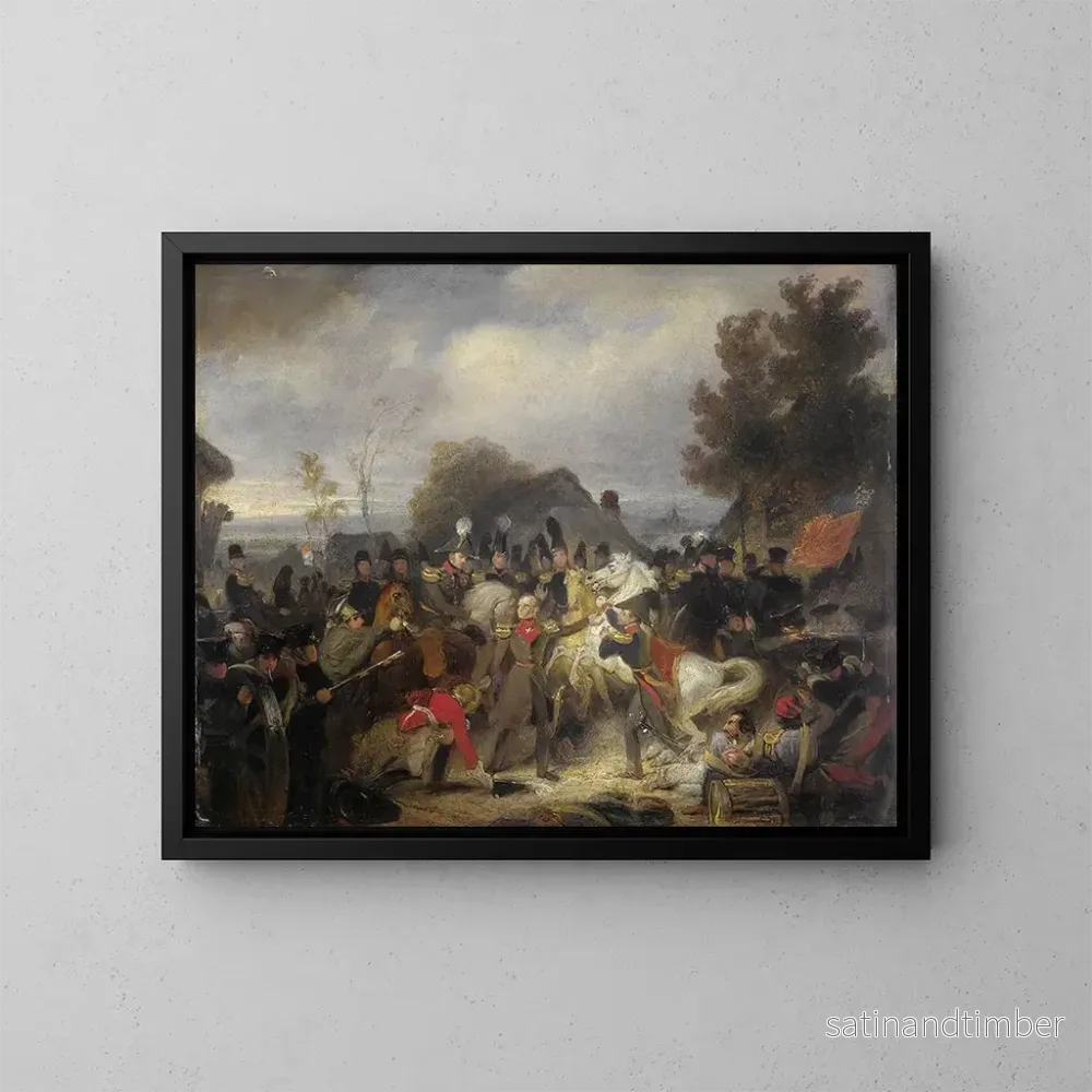 Reproduktion av målningen Le prince d'Orange som byter sin skadade häst under striden i Boutersem - Cornelis Kruseman