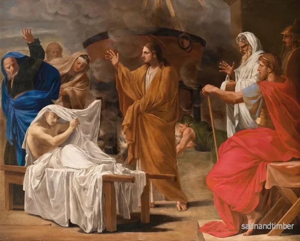 Reproduktion av målningen av Kristus som uppstår, den väckta sonen till Naïns änka - Eustache Le Sueur's cirkel - Bild 2