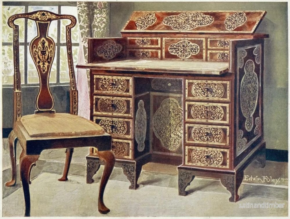 Reproduktion av målningen skrivbord i valnötmarquetry - Edwin Foley - Bild 2