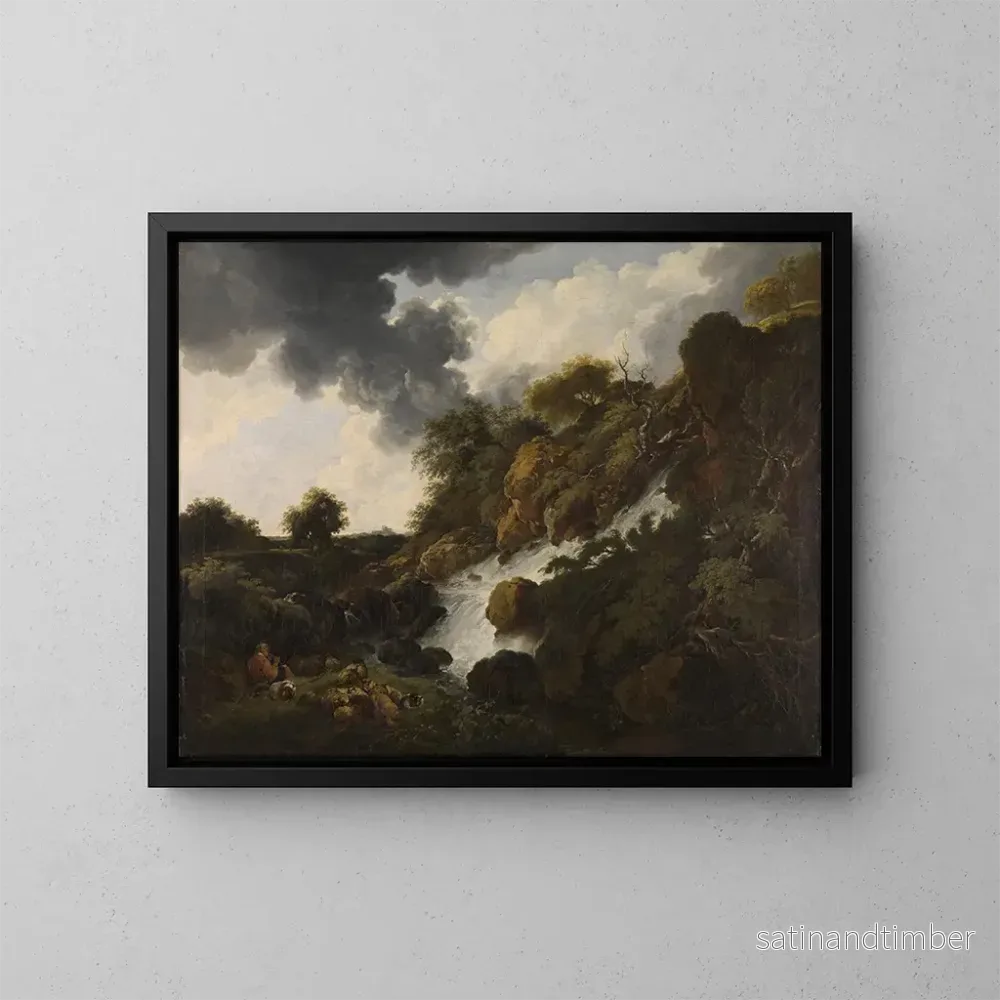 Reproduktion av målningen Landskapsbild av berg med vattenfall - Ferdinand Kobell
