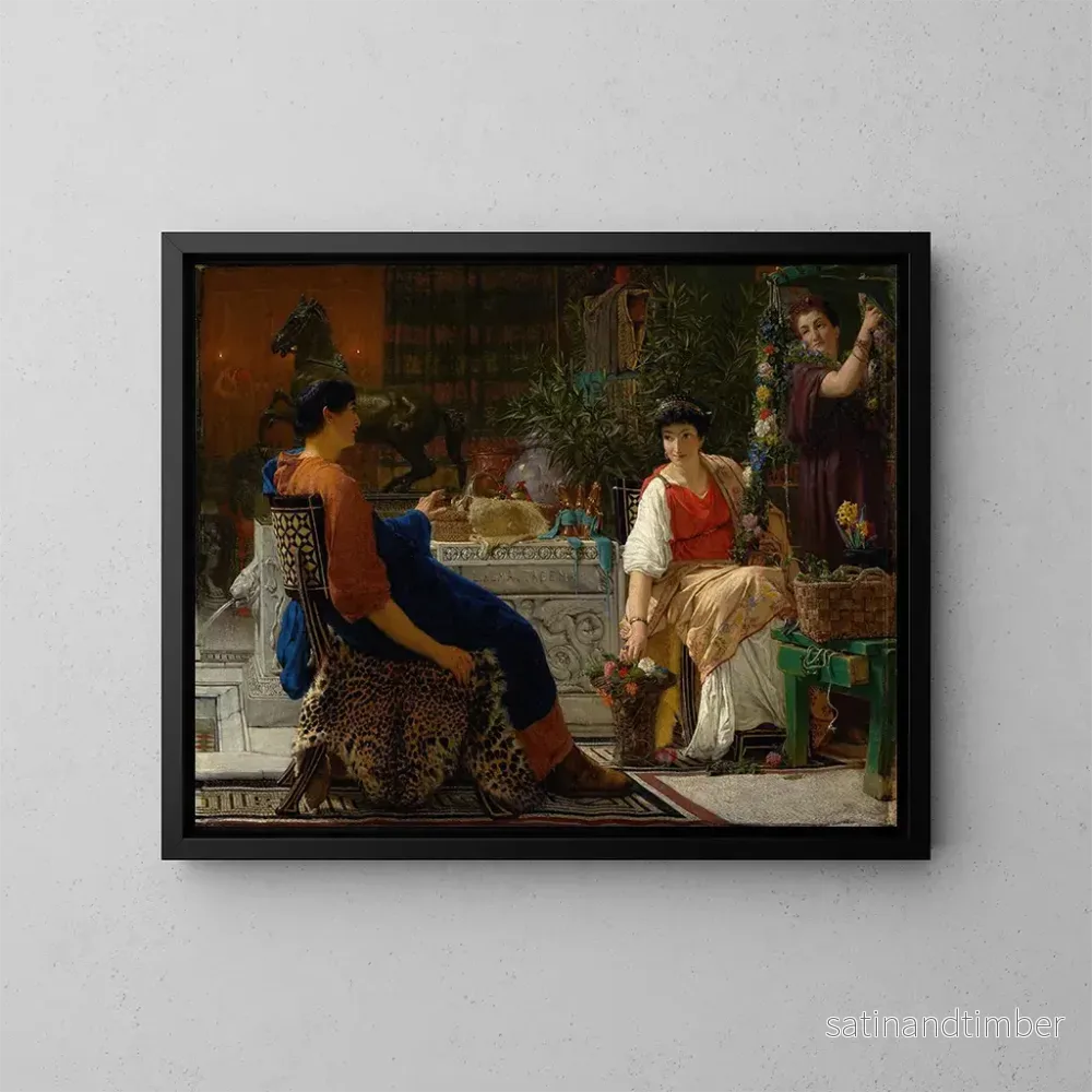 Reproduktion av målningen Förberedelser för festligheterna Den blomsterkrans - Lawrence Alma-Tadema