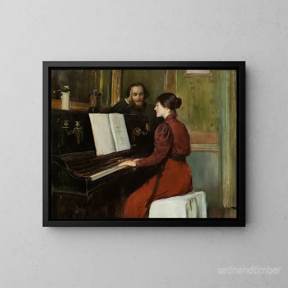 Reproduktion av målningen En roman - Santiago Rusiñol