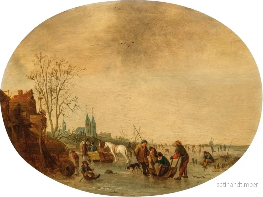 Reproduktion av målningen En vinterlandskap med skridskoåkare på isen - Isaac van Ostade - Bild 2
