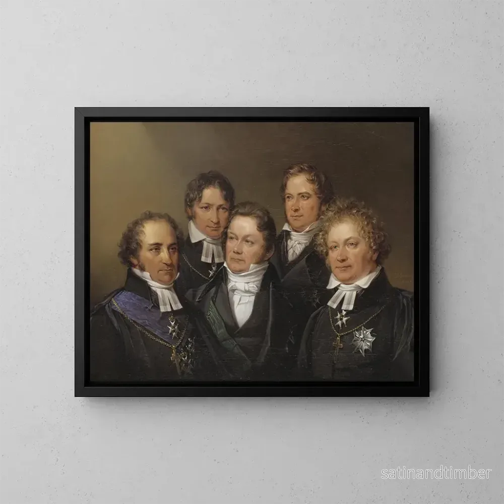Reproduktion av målningen Johan Olof Wallin, Jns Jacob Berzelius, Frans Michael Franzén, Erik Gustaf Geijer och Esaias Tegnér – Johan Gustaf Sandberg Reproduktion av målningen Johan Olof Wallin, Jns Jacob Berzelius, Frans Michael Franzén, Erik Gustaf Geijer och Esaias Tegnér – Johan Gustaf Sandberg