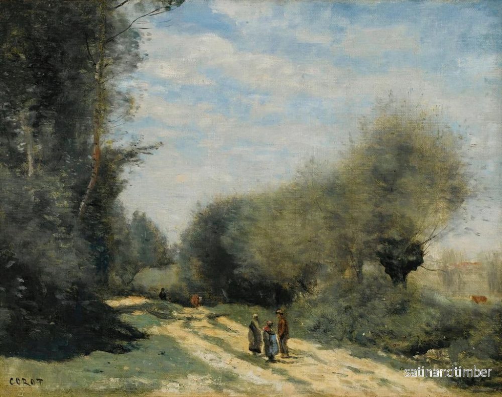 Reproduktion av målningen av vägen i landsbygden vid Crcy-en-Brie - Jean-Baptiste-Camille Corot - Bild 2