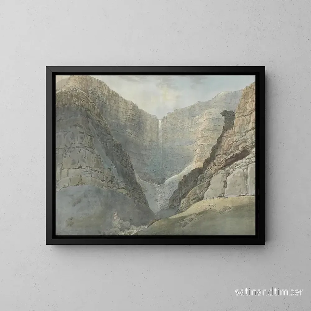 Reproduktion av målningen Gorge rocheuse avec une cascade - Samuel Davis