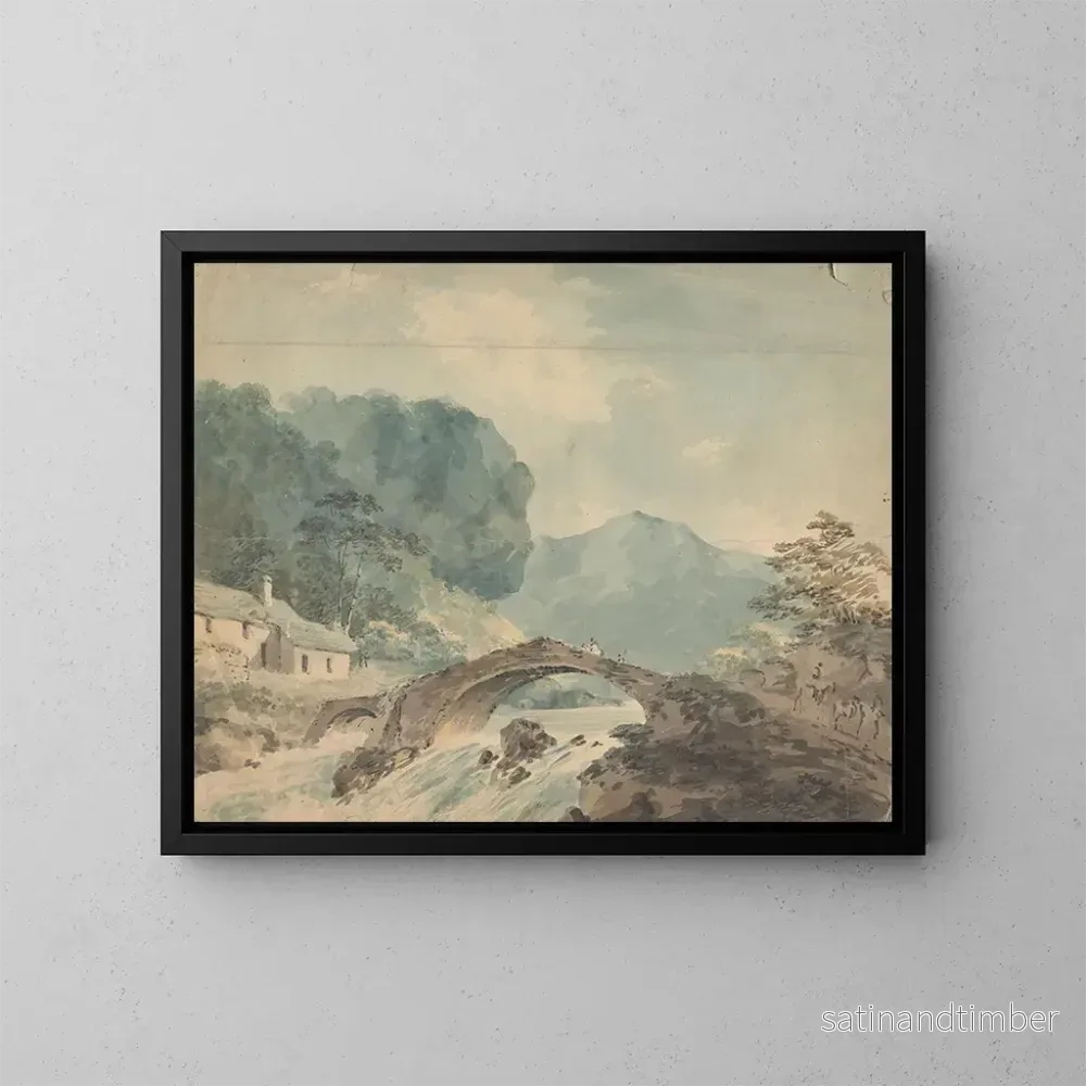 Reproduktion av målningen Pont som korsar en flod - William Sawrey Gilpin