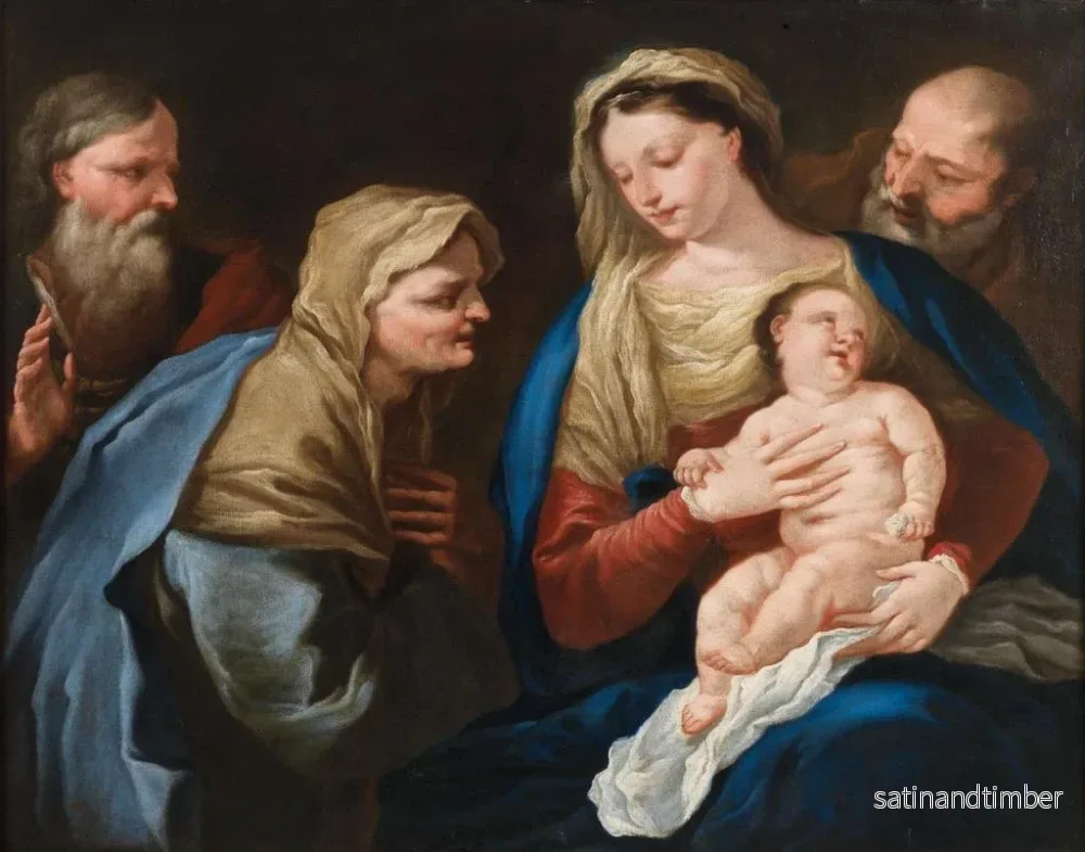Reproduktion av målningen La Sainte Famille avec saint Joachim et sainte Anne - Ecole Napolitaine - Bild 2