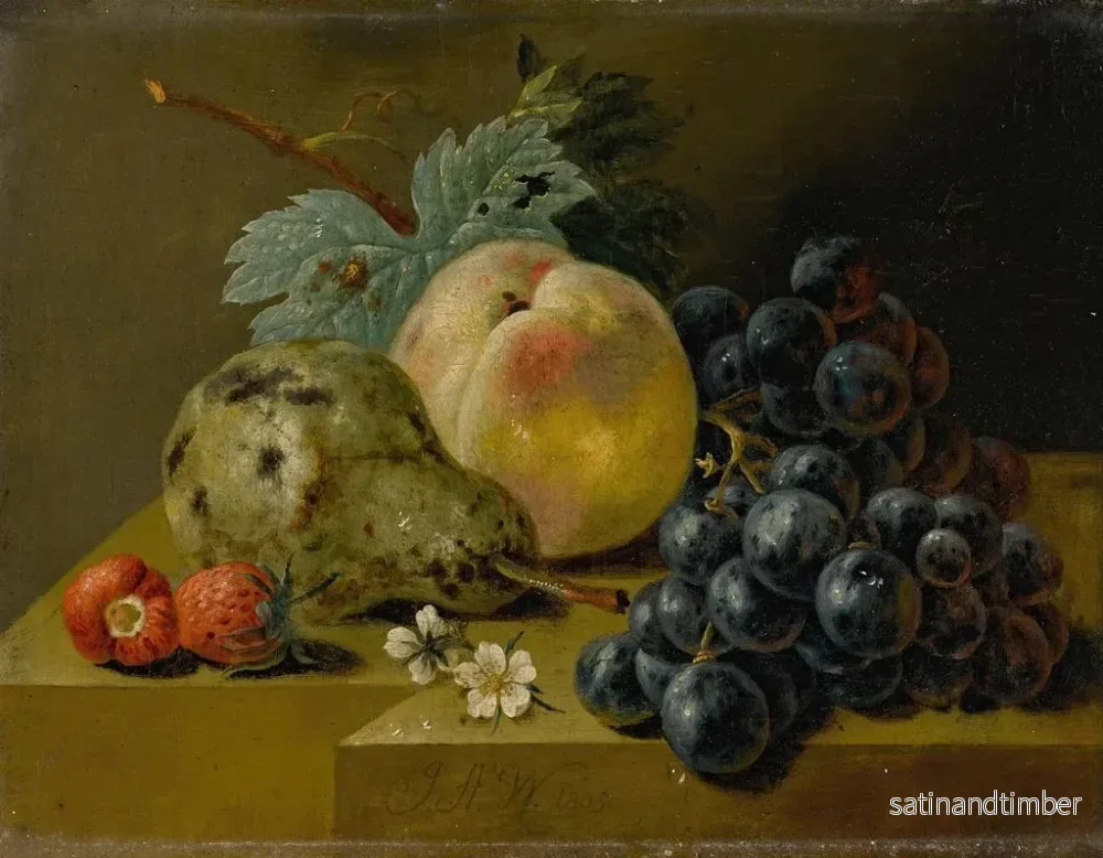 Reproduktion av målningen av fruktmognad på en stenbänk - Johann Amandus Winck - Bild 2