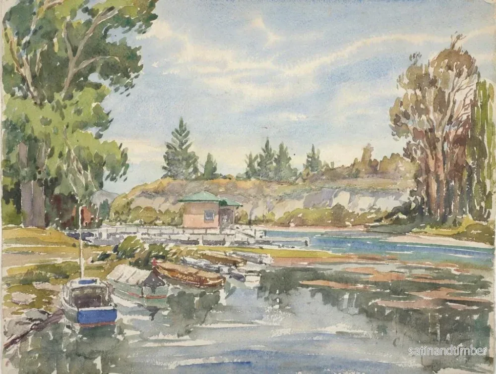 Reproduktion av målningen Utsläpp från Taupo-sjön - Roland Hipkins - Bild 2