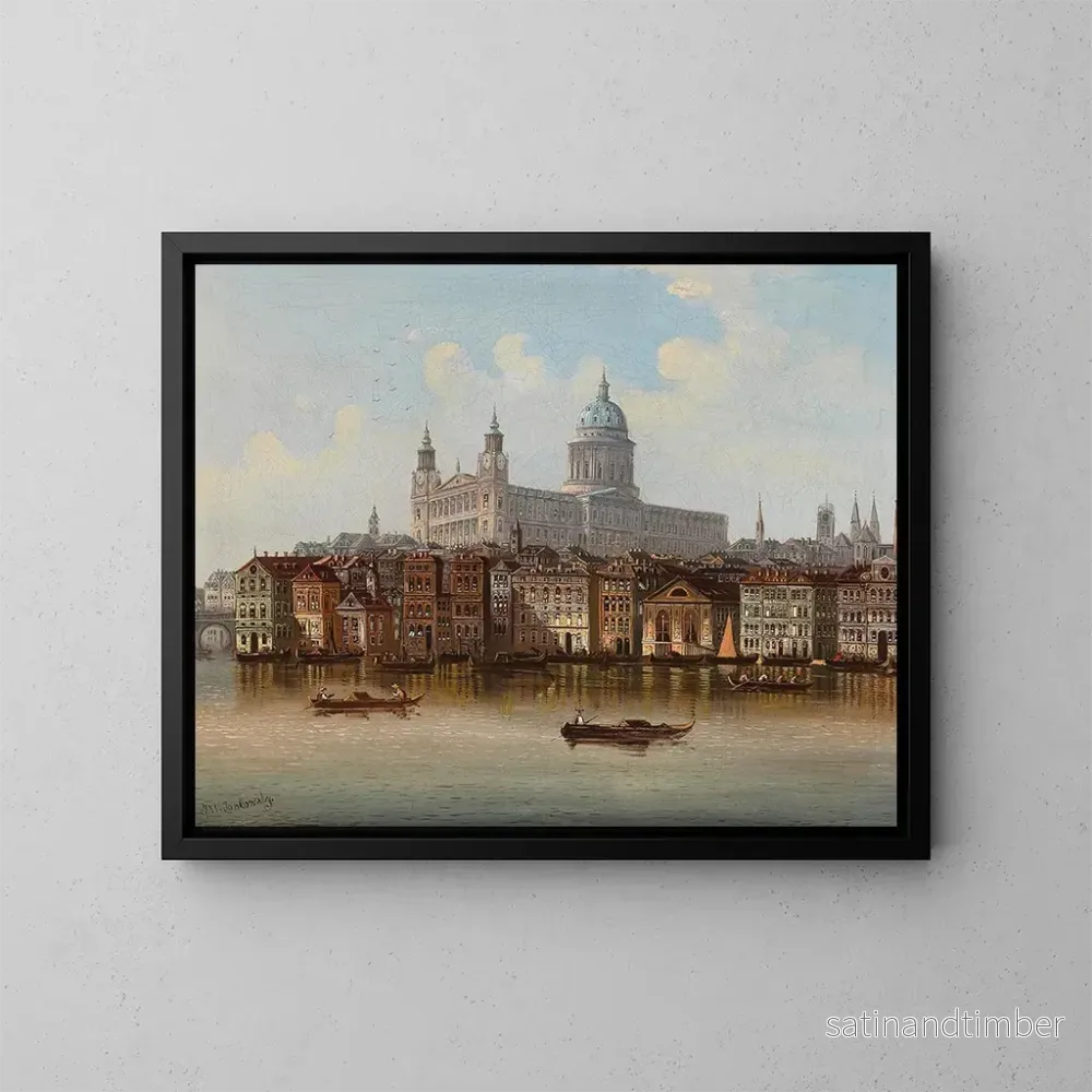 Reproduktion av målningen Caprice, vy av katedralen Saint-Paul, London – Johann Wilhelm Jankowsky Reproduktion av målningen Caprice, vy av katedralen Saint-Paul, London – Johann Wilhelm Jankowsky