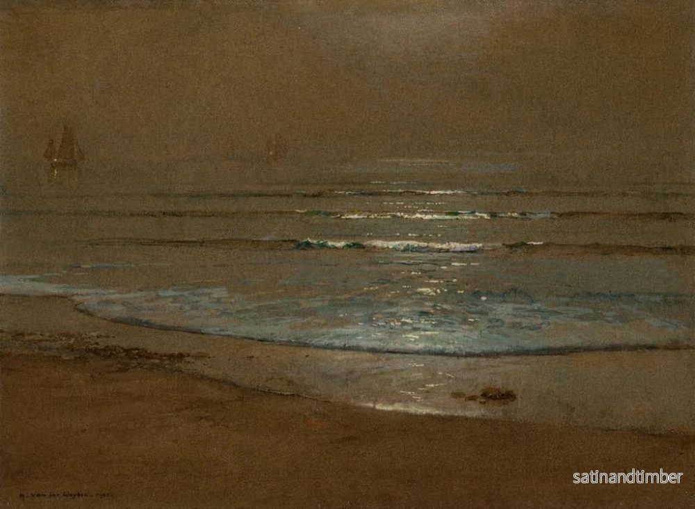 Reproduktion av målningen av strand och vågor i månsken - Harry Van der Weyden - Bild 2