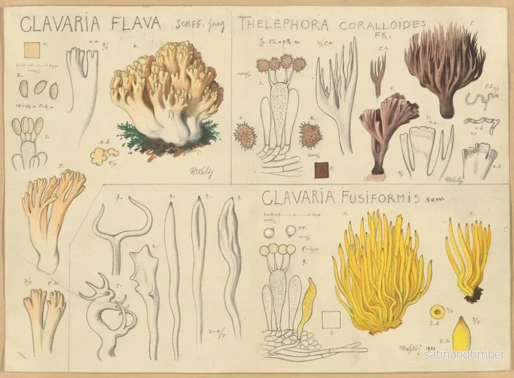 Reproduktion av målningen Clavaria gul, Thélephore koralliknande, Clavaria fusiforme - Hans Baldung - Bild 2