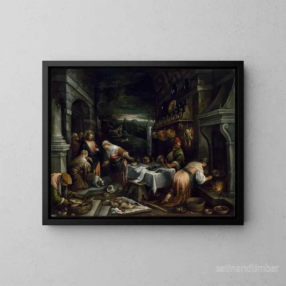 Reproduktion av målningen Le Christ dans la maison de Marthe et Marie - Jacopo Bassano