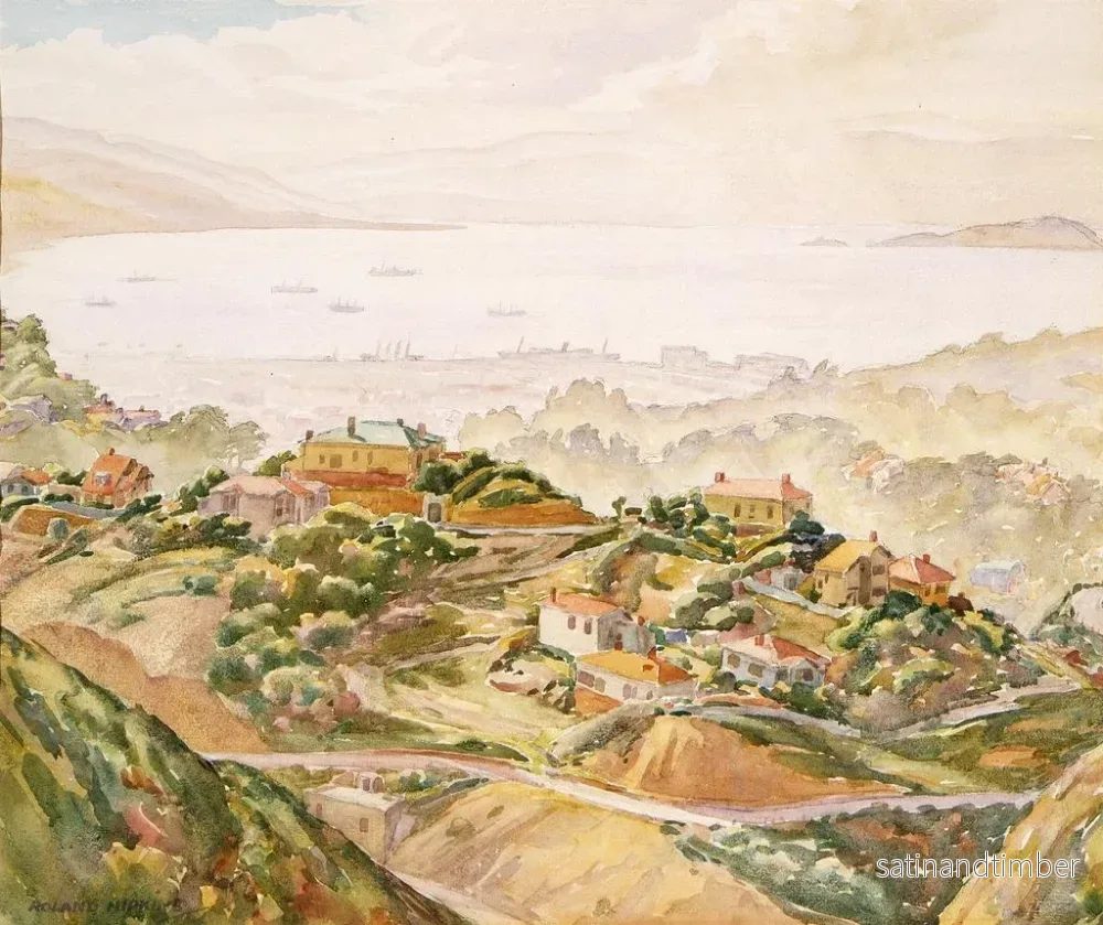 Reproduktion av målningen av Wellingtonhamnen från Karori - Roland Hipkins - Bild 2