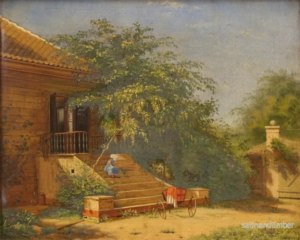 Reproduktion av målningen Les marches du jardin menant au studio du peintre Christen Kbke à Blegdammen, Copenhague - Frants Diderik Böe - Bild 2