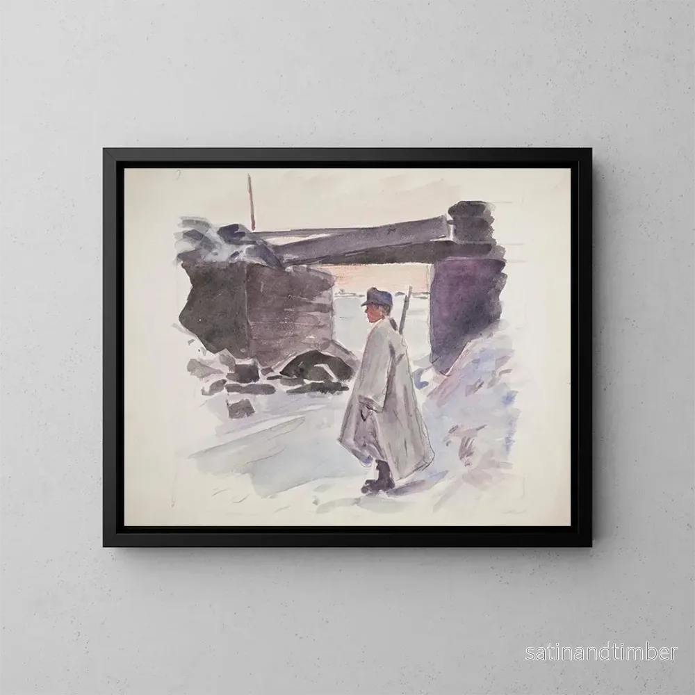 Reproduktion av målningen av Legionen av ukrainska skarpskyttar från Sich 1914-1920 i skarpt läge nära fästningen - Ivan Ivanec