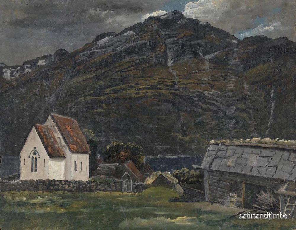Reproduktion av målningen av Ullensvangs kyrka i Hardanger - Knud Baade - Bild 2