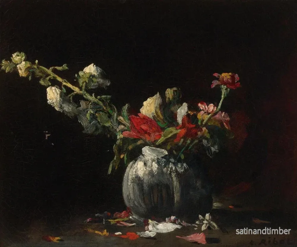 Reproduktion av målningen av stilleben med blommor - Théodule Ribot - Bild 2