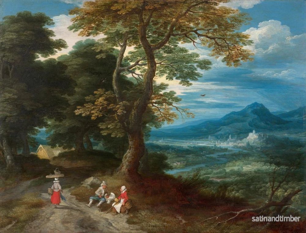 Reproduktion av målningen Voyageurs sur un chemin dans un paysage - Jacques Fouquières - Bild 2