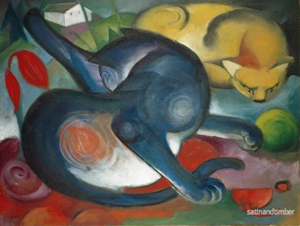 Reproduktion av målningen Två blå och gula katter - Franz Marc - Bild 2