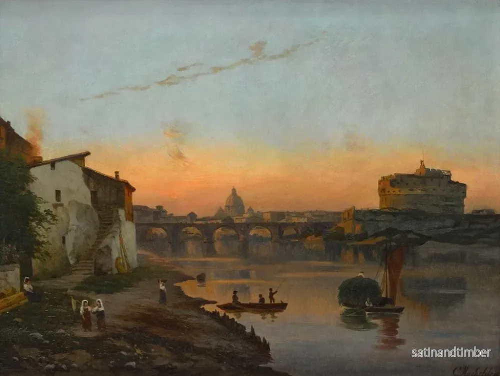 Reproduktion av målningen Vue de la basilique Saint-Pierre et du château Saint-Ange, Rome - Bernhard Karl Mackeldey - Bild 2