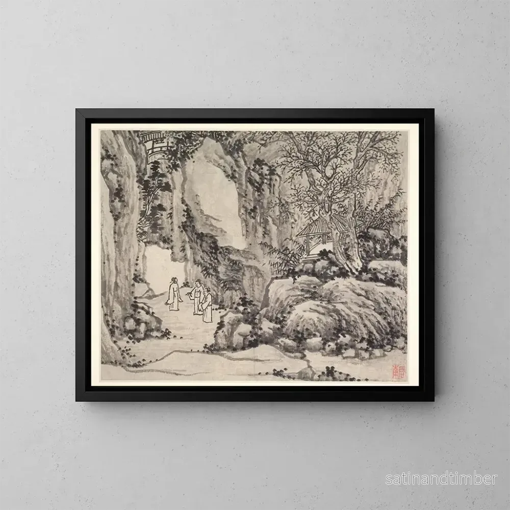 Reproduktion av målningen La colline du tigre à l'épée - Shen Zhou
