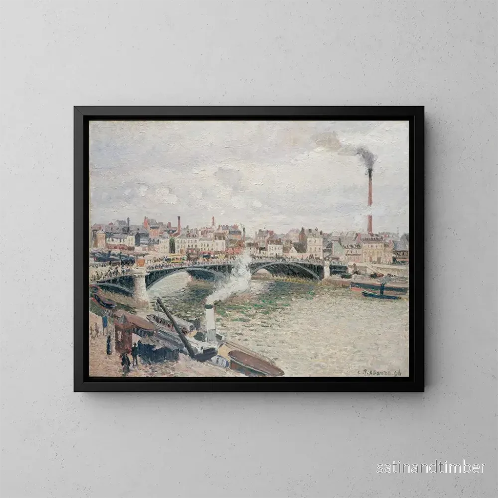 Reproduktion av målningen Morgon, en molnig dag i Rouen - Camille Pissarro