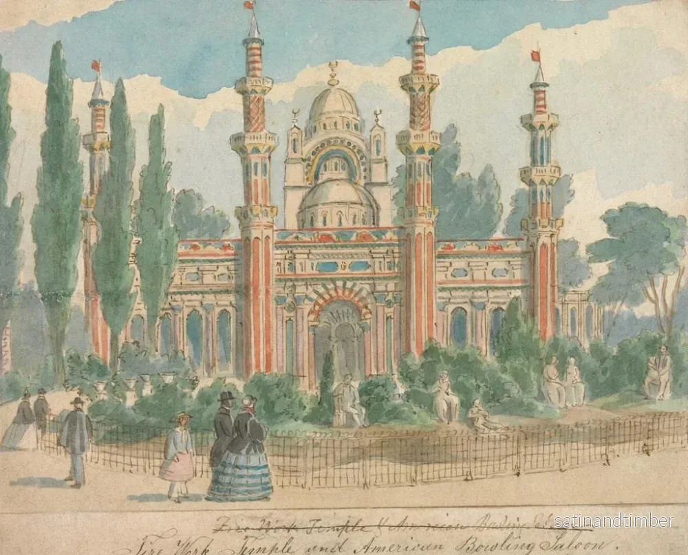 Reproduktion av målningen av Temple de la pyrotechnie et saloon du bâtiment américain - William Henry Brooke - Bild 2