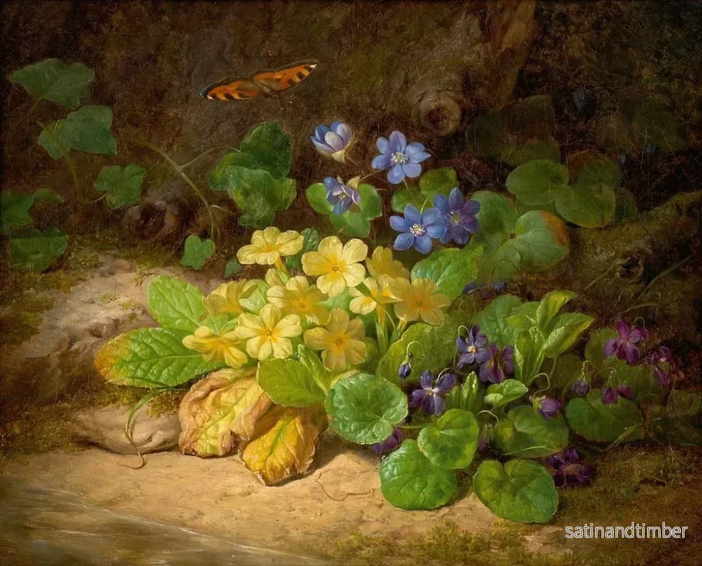 Reproduktion av målningen liten blomsterkomposition av alpina blommor - Josef Lauer - Bild 2