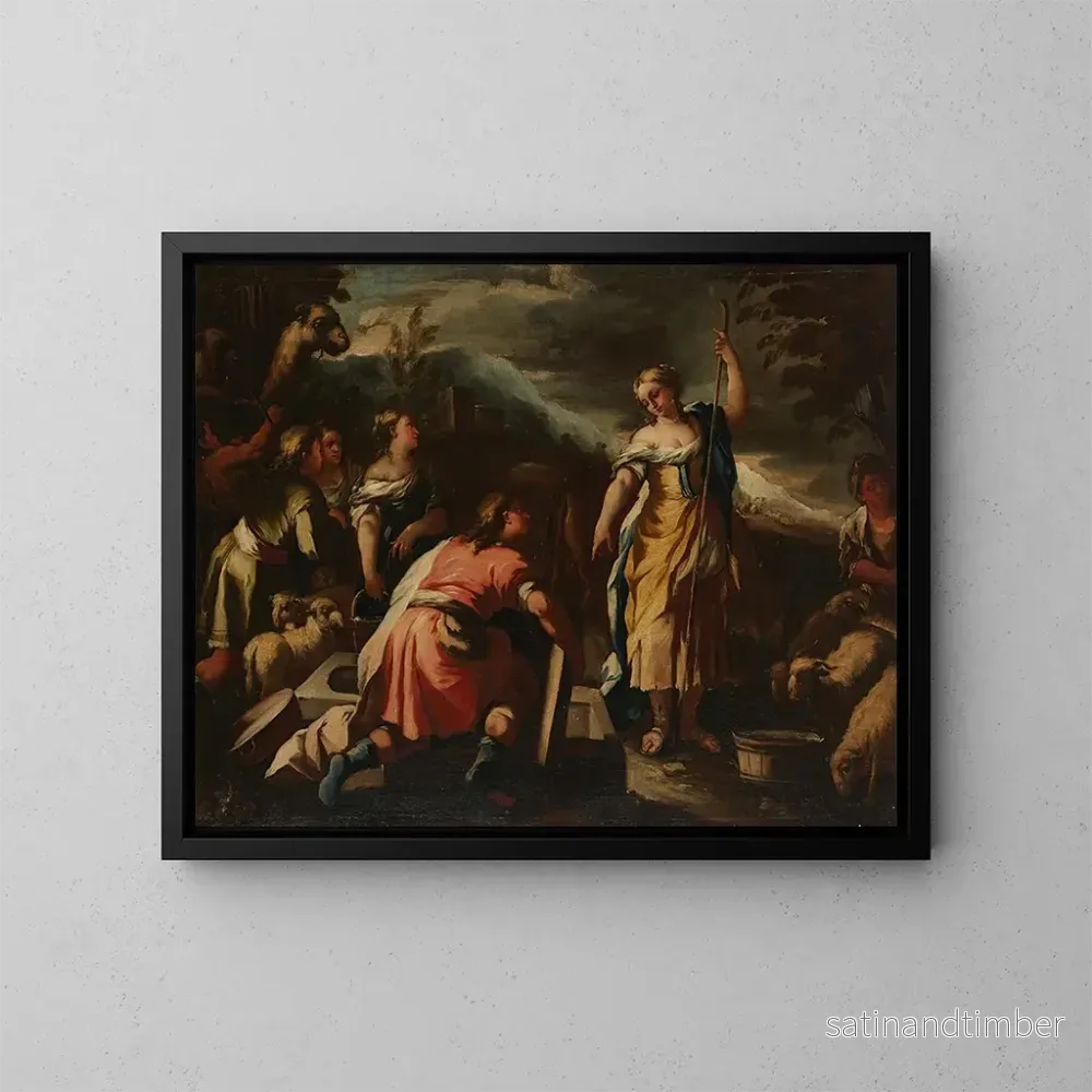 Reproduktion av målningen Rebecca och Éléazar vid brunnen - Nicola Malinconico